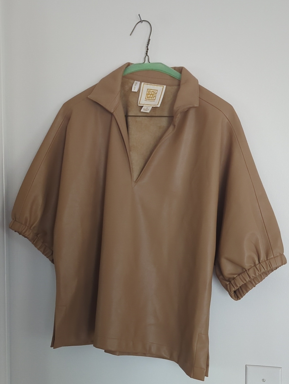 Emily McCarthy Faux Leather Polo Shirt